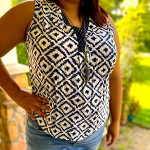 SKies Are Blue 1x Tribal Geometrical Mixed Pattern Tank